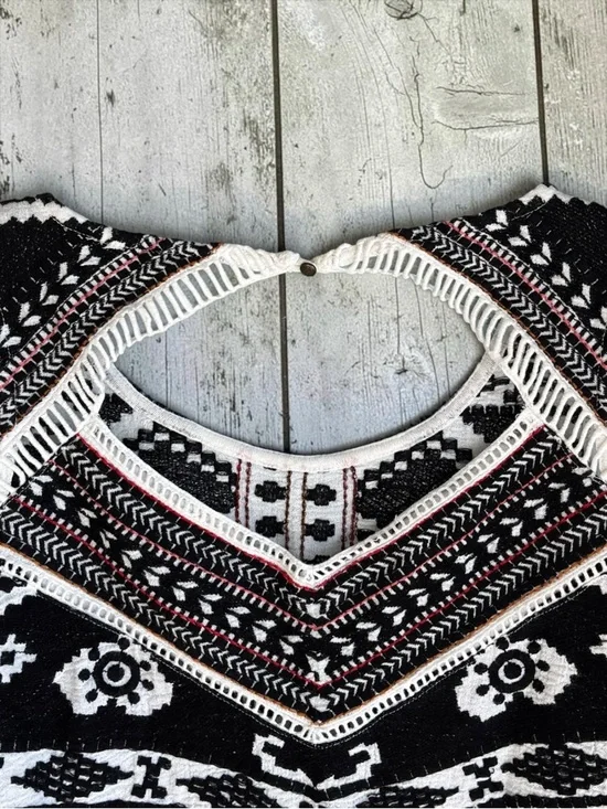 Lucky Brand Aztec Tank Top Medium Boho Embroidered Tribal Linen Blend Sleeveless - Picture 6 of 10